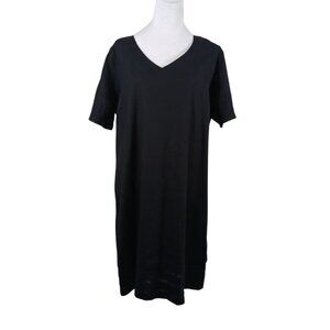 Nicole Miller Original, Black Linen Blend Dress, Size Large, Classic Relaxed Fit